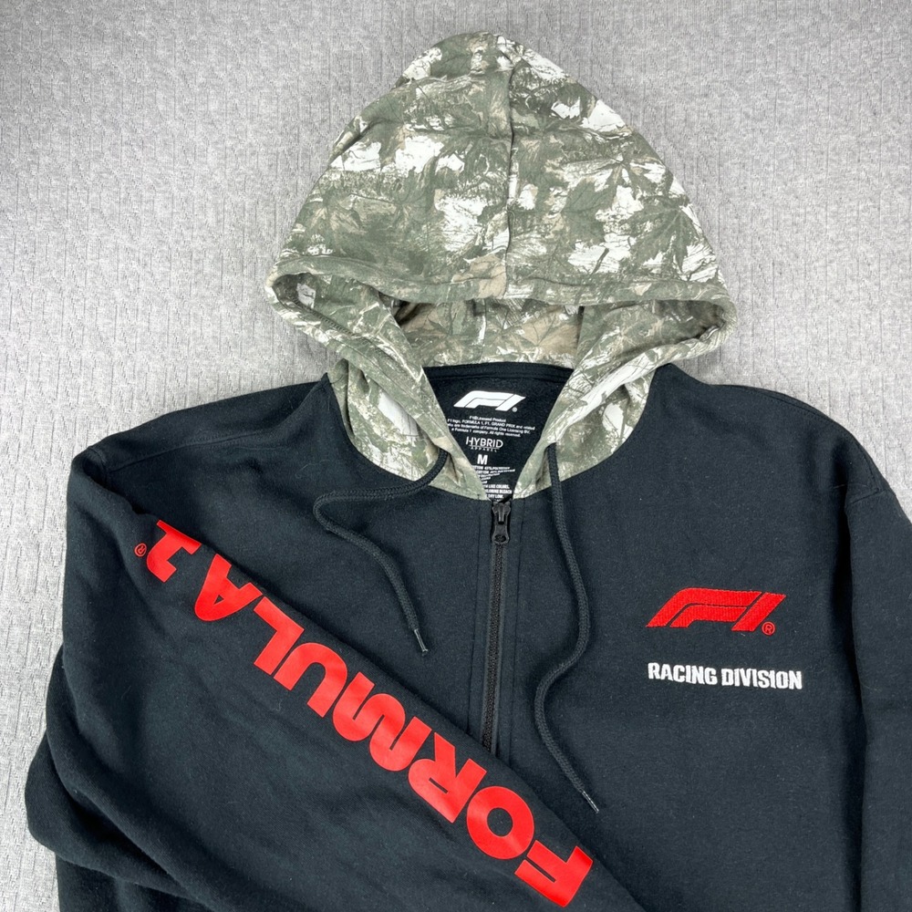 Formula‎ 1 Track Racing Division Men M Black Camo Hood Full Zip Hoodie F1 Hybrid